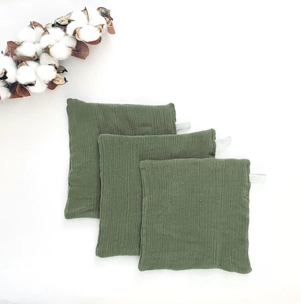 Oak + Acorn Set of 3 Muslin Double Gauze Cotton Washcloths