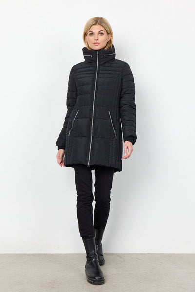 Soyaconcept 'Nina' Black Zipper Detail Puffer Coat