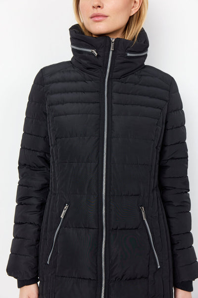 Soyaconcept 'Nina' Black Zipper Detail Puffer Coat