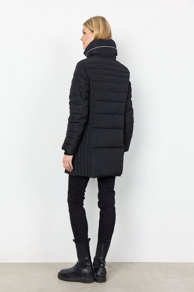 Soyaconcept 'Nina' Black Zipper Detail Puffer Coat