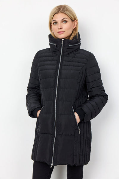 Soyaconcept 'Nina' Black Zipper Detail Puffer Coat