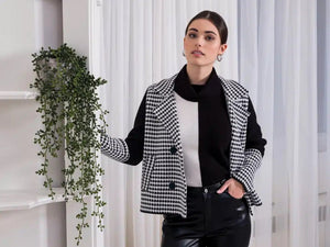 Alison Sheri Houndstooth Knit Jacket