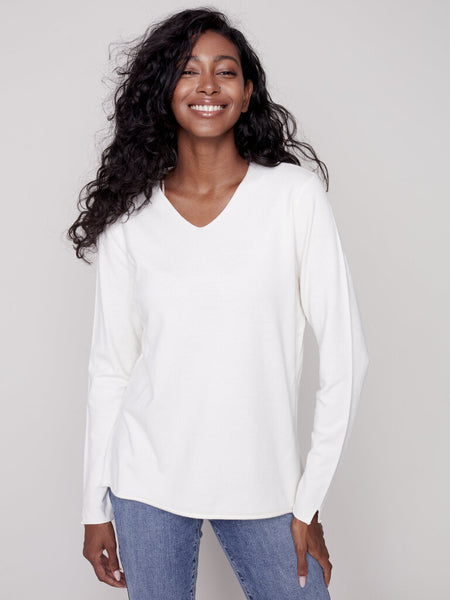 Charlie B V-Neck Sweater - Ecru