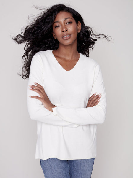 Charlie B V-Neck Sweater - Ecru