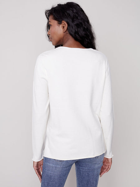 Charlie B V-Neck Sweater - Ecru
