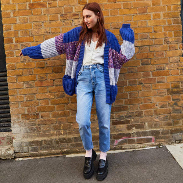 Cara & The Sky 'Janie' Oversized Chunky Stripe Cardigan