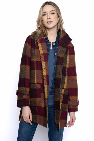 Picadilly Button Front Plaid Jacket