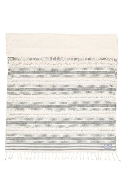 Tofino Towel 'Ophelia' Black Cream Stripe Fleece Throw