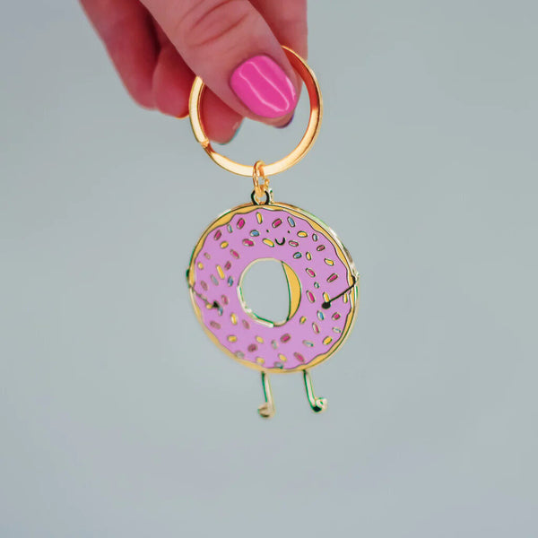 Little May Papery Pink Donut Keychain