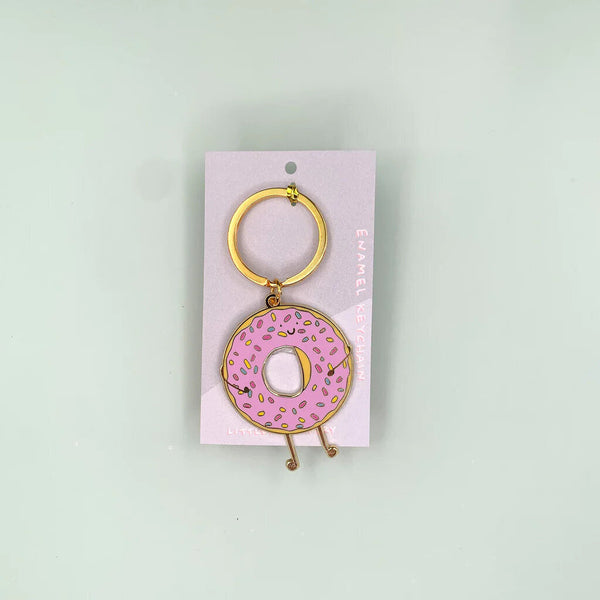 Little May Papery Pink Donut Keychain