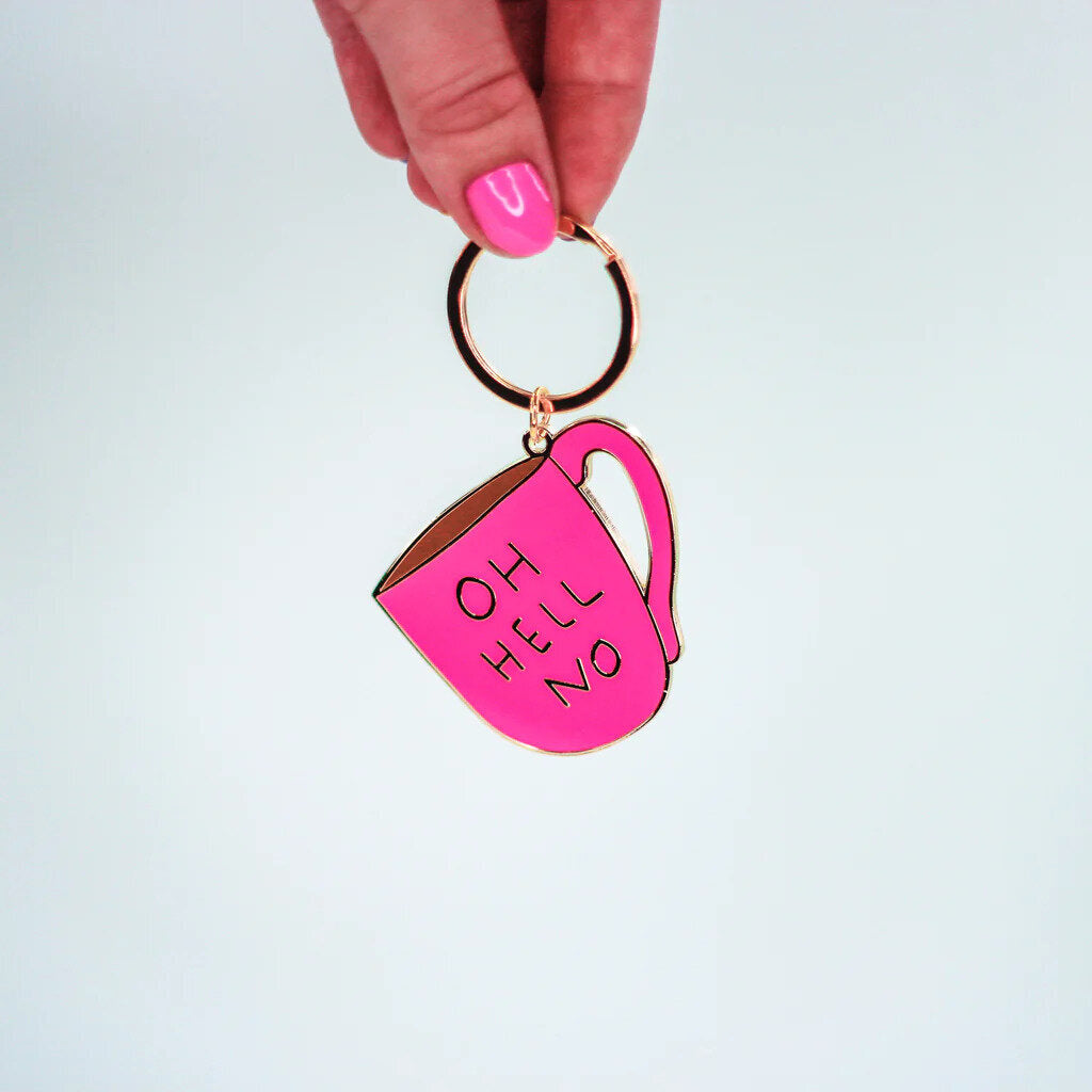 Little May Papery 'Oh Hell No' Pink Coffee Cup Keychain