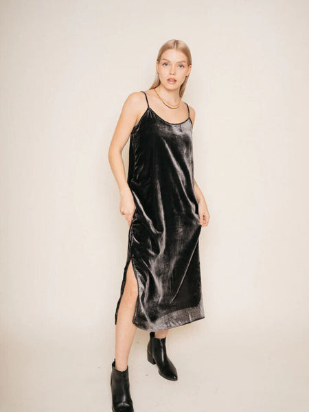 Jackson Rowe 'Crisp' Black Velvet Slip Dress