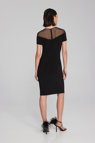 Joseph Ribkoff Silky Knit Sheath Dress With Embellished Neckline - Black