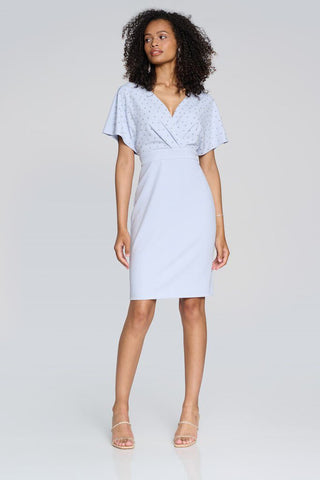 Joseph Ribkoff 241761 Scuba Crepe Pearl Detail Dress - Celestial Blue