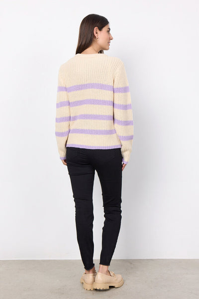 Soyaconcept 'Remone' Stripe Knitted Pullover - Lilac Breeze/Cream