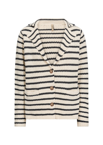 Soyaconcept 'Remone' Knitted Cardigan with Front Buttons - Black/Cream