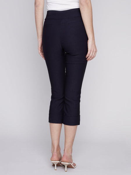 Charlie B Stretch Pull-On Capri - Black