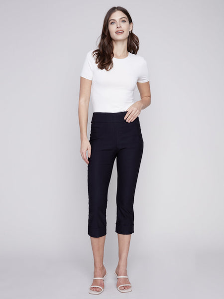 Charlie B Stretch Pull-On Capri - Black