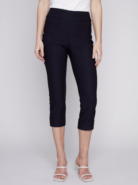 Charlie B Stretch Pull-On Capri - Black