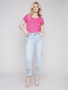 Charlie B Floral Embroidered Jeans