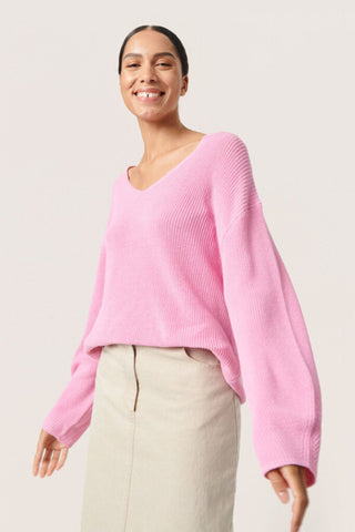 Soaked in Luxury 'Tuesday' Oversized V-Neck Knit Sweater - Pastel Lavender