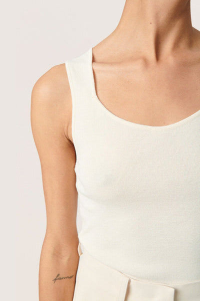 Soaked in Luxury 'Indianna' Sweet Knit Square Neck Tank - Pearled Ivory