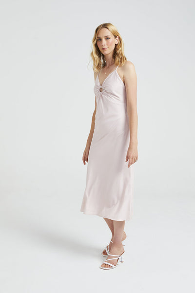 Angel Eye 'Penny' Dusty Pink Midi Dress with Front O-Ring