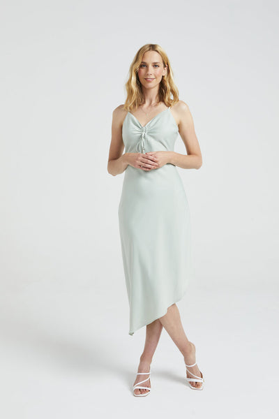 Angel Eye 'Minnie' Sage Front Ruched Midi Dress