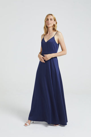 Angel Eye 'Kassia' Navy High Slit Maxi Dress