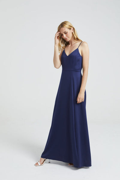 Angel Eye 'Kassia' Navy High Slit Maxi Dress
