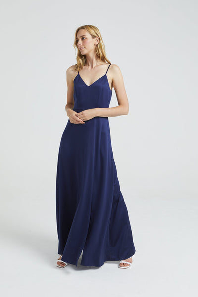 Angel Eye 'Kassia' Navy High Slit Maxi Dress