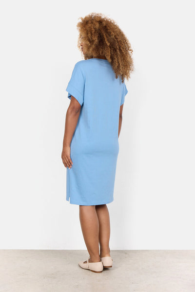 Soyaconcept 'Derby' Slub Knit T-Shirt Tunic Dress - Crystal Blue