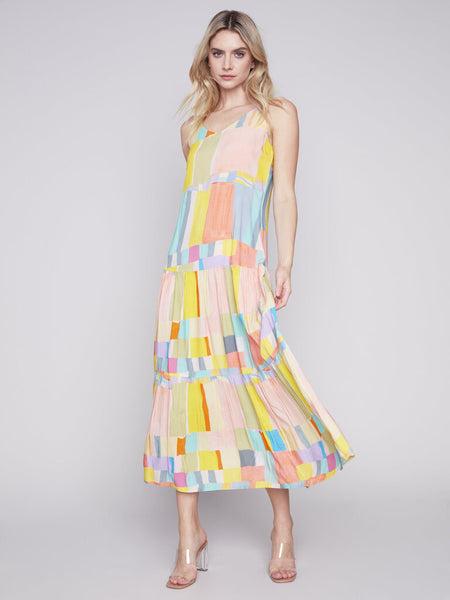 Charlie B 'Mosaic' Block Pattern Tiered Maxi Dress