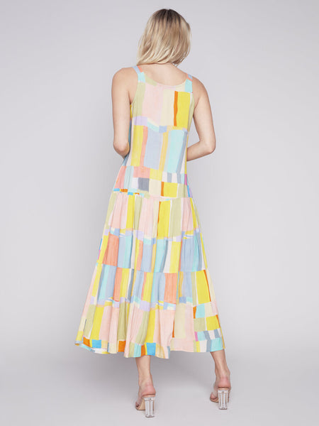 Charlie B 'Mosaic' Block Pattern Tiered Maxi Dress