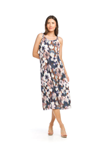 Papillon Watercolour Floral Satin Finish Slip Dress with Knotted Straps