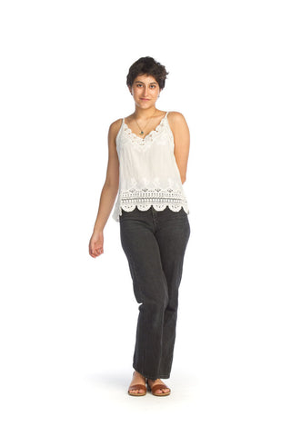 Papillon White Embroidered Camisole