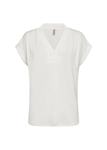 Soyaconcept 'Marica' Rolled Sleeve V-Neck Shirt - Off White