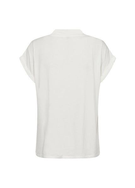 Soyaconcept 'Marica' Rolled Sleeve V-Neck Shirt - Off White