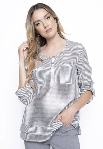 Picadilly 3/4 Sleeve Stripe Top