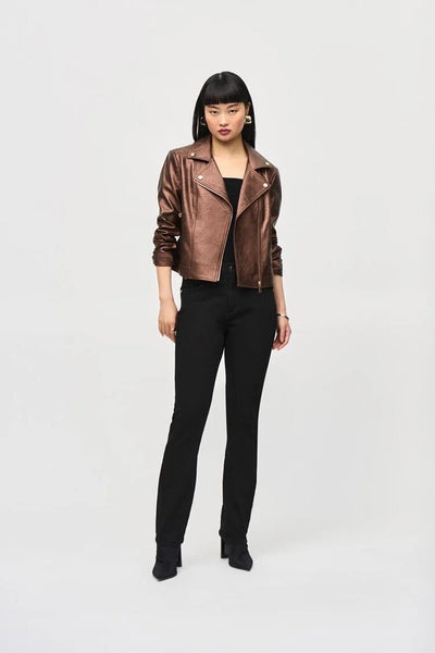 Joseph Ribkoff 234902 Bronze Metallic Biker Jacket
