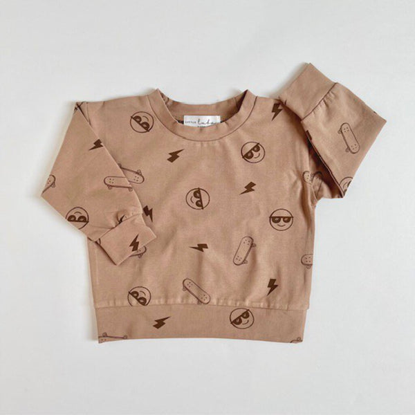 Little Luba 'Cool Dude Vibes' Brown Sweatshirt