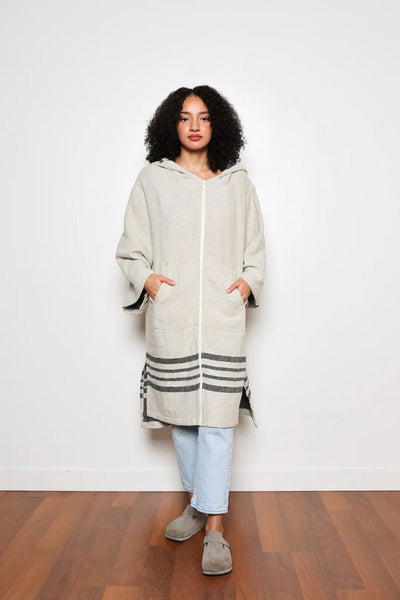 Tofino Towel 'The Echo' Linen Blend Zip Poncho