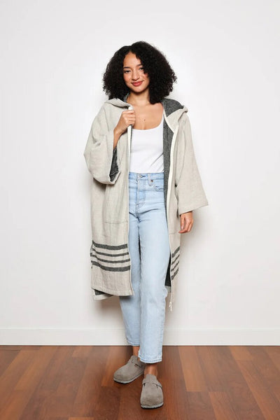 Tofino Towel 'The Echo' Linen Blend Zip Poncho