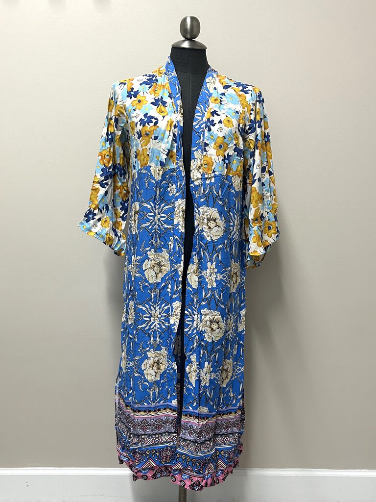 Papillon Blue Mixed Floral Duster Cover Up