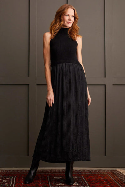 Tribal Black Sleeveless Twofer Maxi Dress