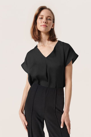 Soaked in Luxury 'Ioana' V-Neck Blouse - Black