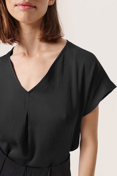 Soaked in Luxury 'Ioana' V-Neck Blouse - Black