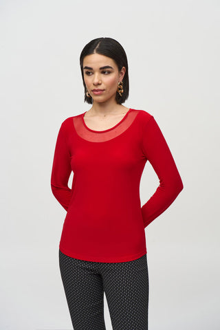 Joseph Ribkoff 244066 Silky Knit Mesh Detail Top