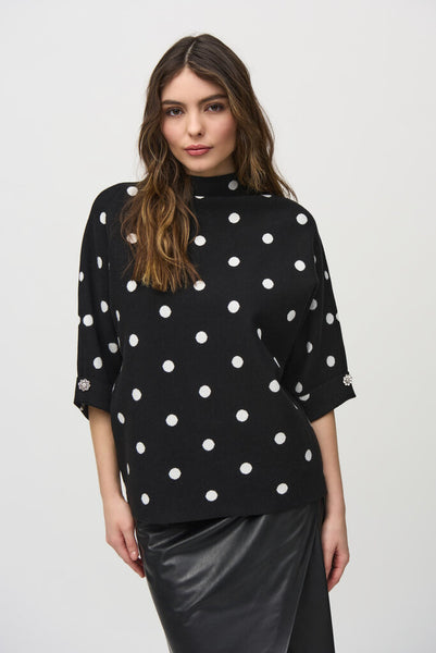 Joseph Ribkoff 244936 Polka Dot Jacquard Sweater