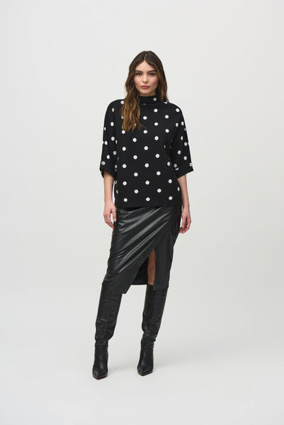 Joseph Ribkoff 244936 Polka Dot Jacquard Sweater